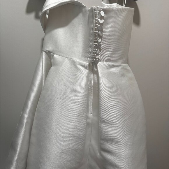 Alex Perry Strapless Draped Sateen Mini Dress, White US 8 (UK 12) - Picture 3 of 5